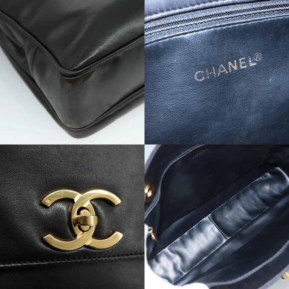 CHANEL COCO Mark Chain Shoulder Bag Lamb Skin Black Gold CC Auth 109490 - Picture 15 of 15